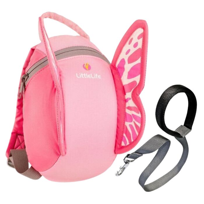 LittleLife Dětský batoh s bezpečnostním vodítkem Motýl 2 l
