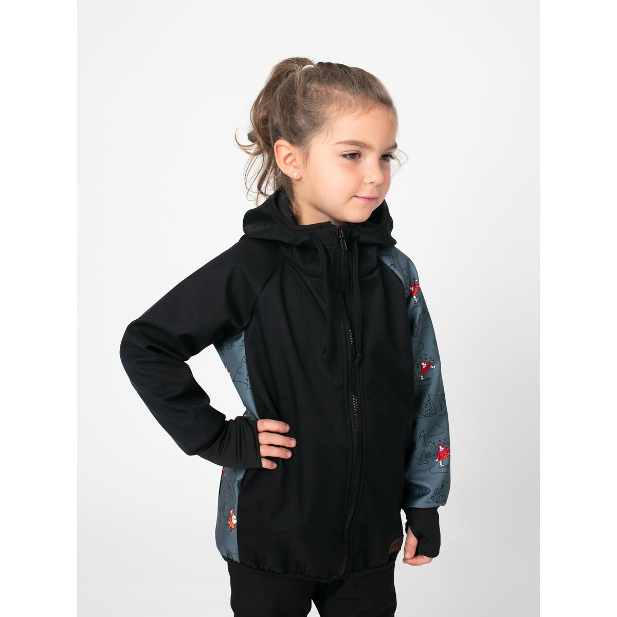 Promaledobrodruhy Dětská softshellová bunda bez zateplení black/grey