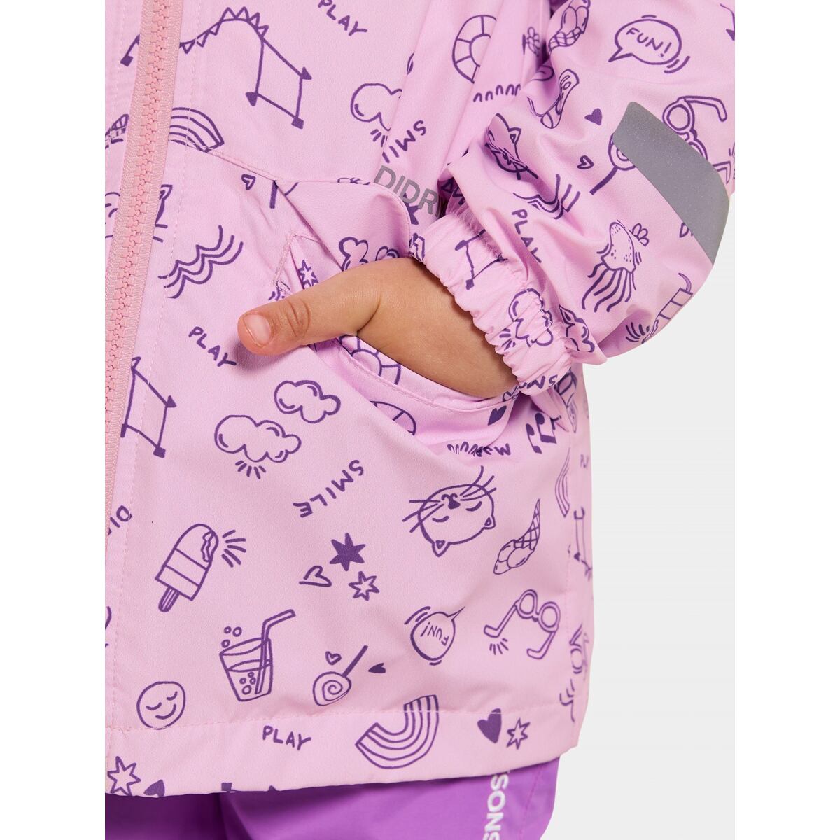 Didriksons Dětská nepromokavá bunda Norma doodle orchid pink - ROSTOUCÍ