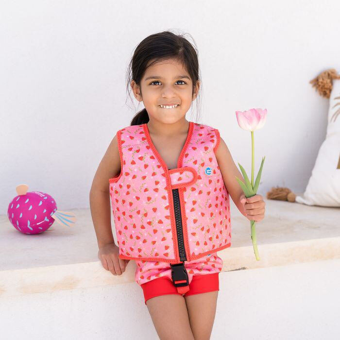 Splash About Dětská plovací vesta Go Splash Strawberry Field s bezpečnostním páskem