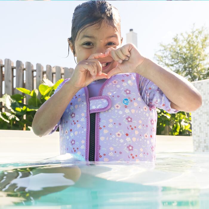 Splash About Dětská plovací vesta Go Splash Lilac Spring s bezpečnostním páskem