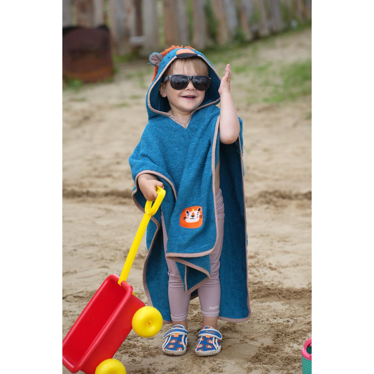 Playshoes Dětské pončo Jungle petrol