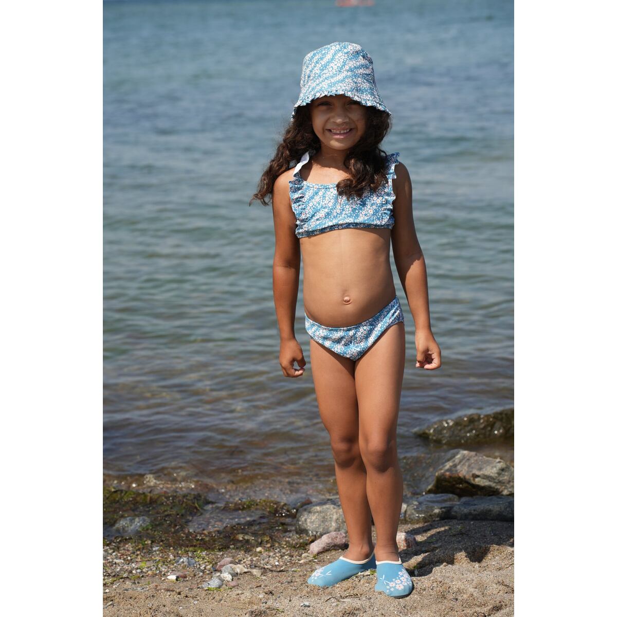 Playshoes Dětské barefoot boty do vody Flowers - petrol