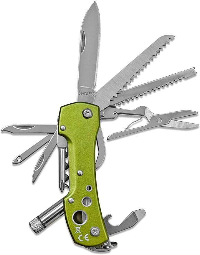 Munkees Multifunkční kapesní nůž LED knife - green