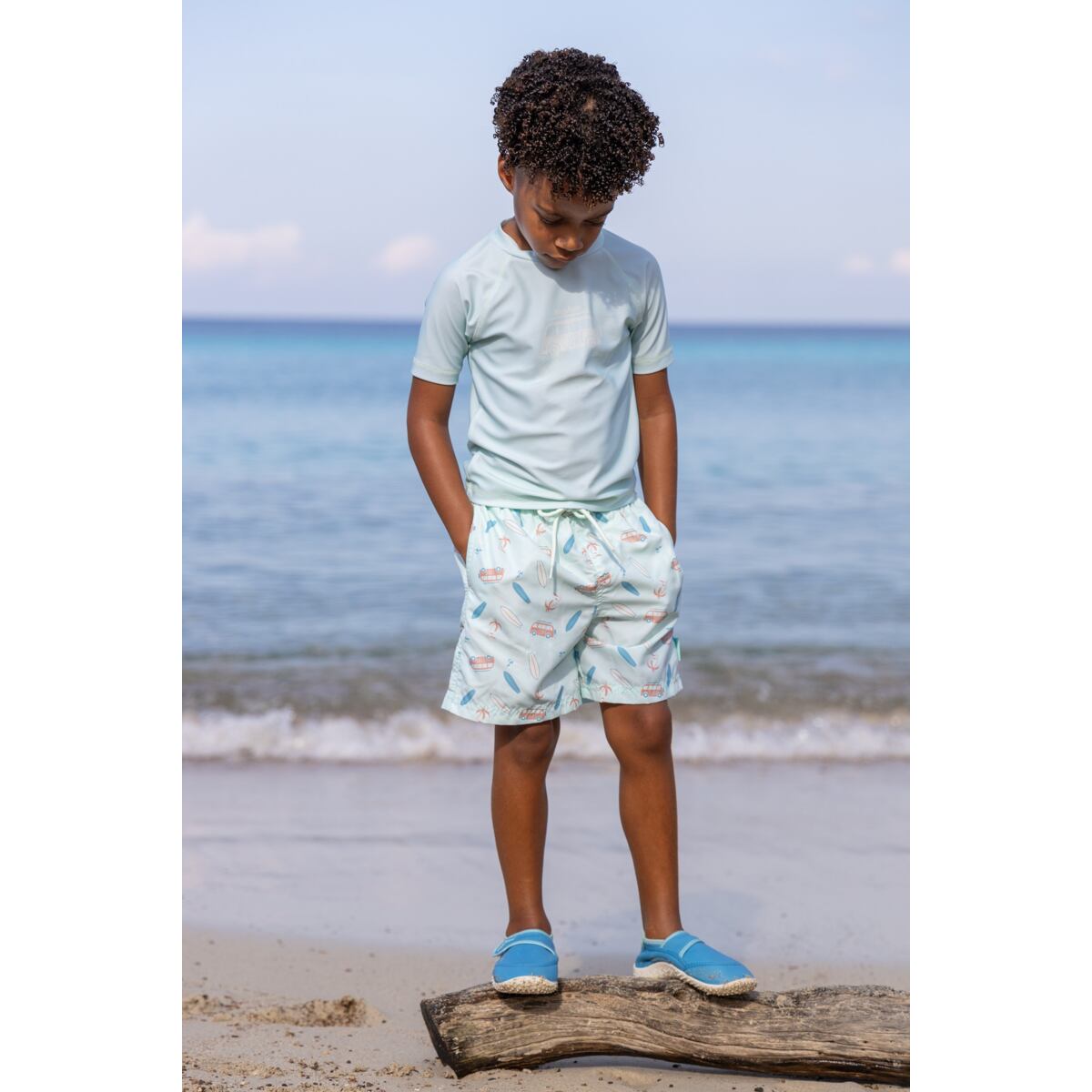 Playshoes Dětské UV tričko Surfbus mint green - krátký rukáv