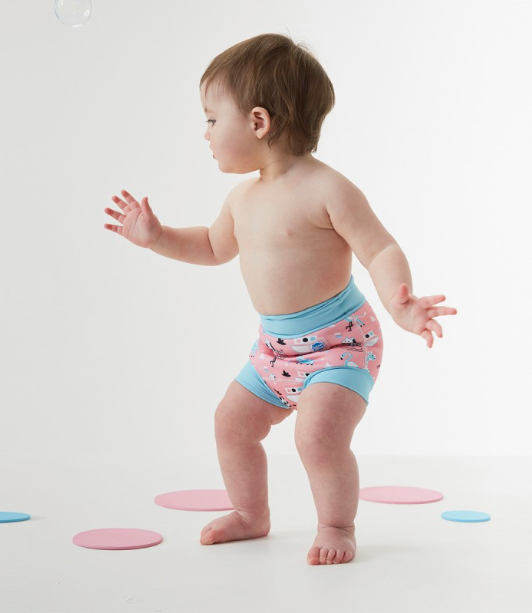 Splash About Dětské plenkové plavky Happy Nappy Zvířátka růžová