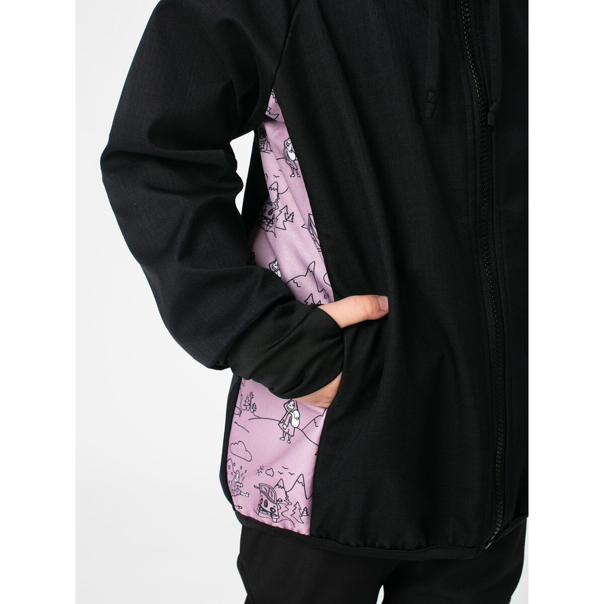 Promaledobrodruhy Dětská softshellová bunda bez zateplení black/pink
