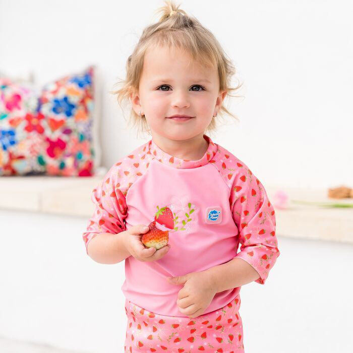 Splash About Dětské plavky/kostýmek Happy Nappy 3/4 rukáv Strawberry Field