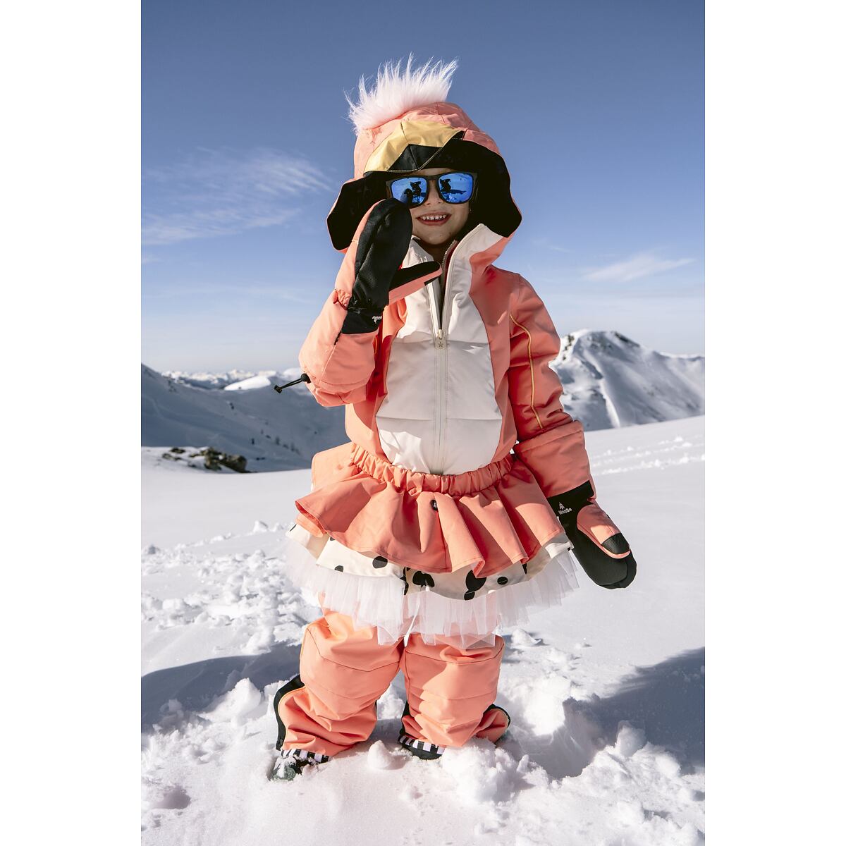 WeeDo Dětská zimní rostoucí kombinéza Flamingdo se sukní