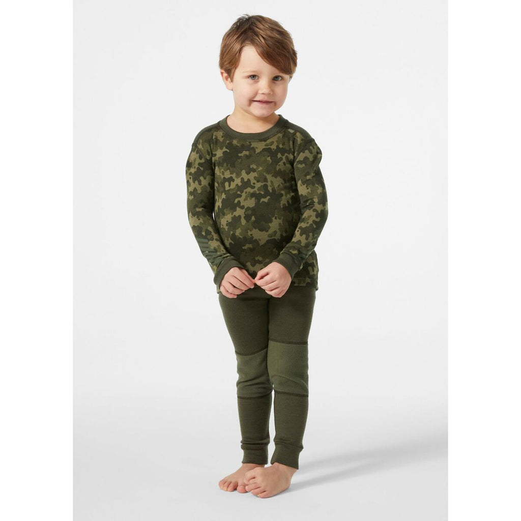 Helly Hansen Dětské termoprádlo Graphic LIFA® Merino Wool set - utility green camo
