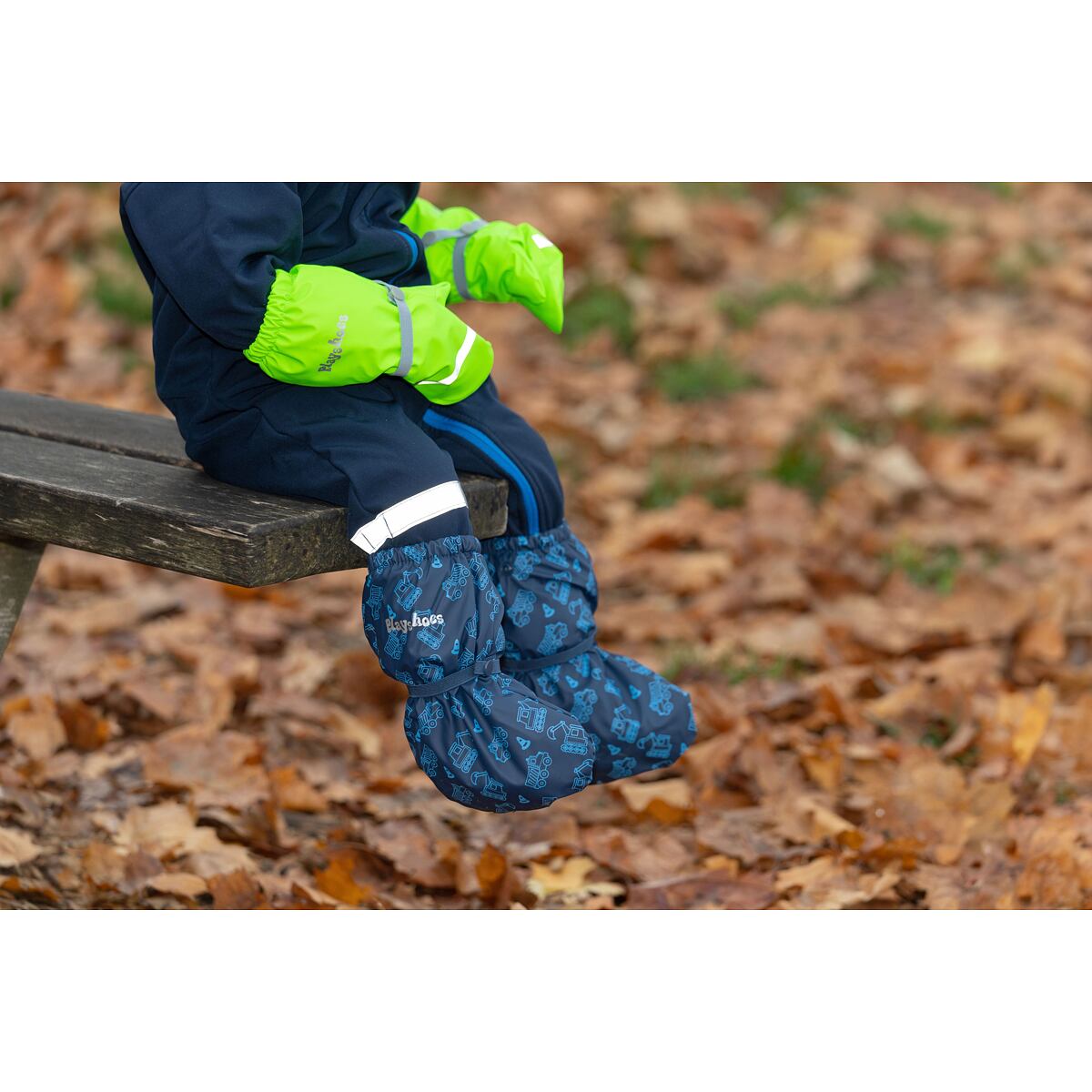 Playshoes Dětské zateplené rukavice do deště neonově zelené