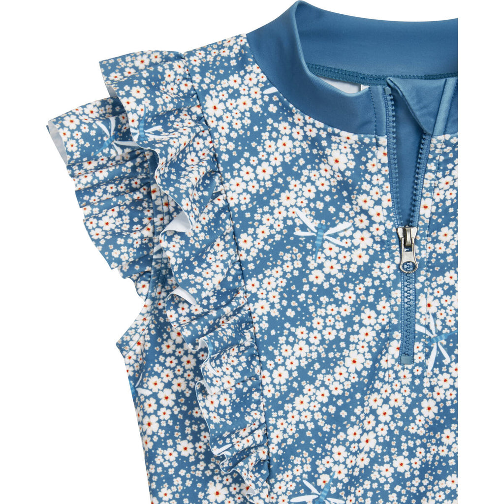 Playshoes Dětské UV tričko Flowers petrol - krátký rukáv