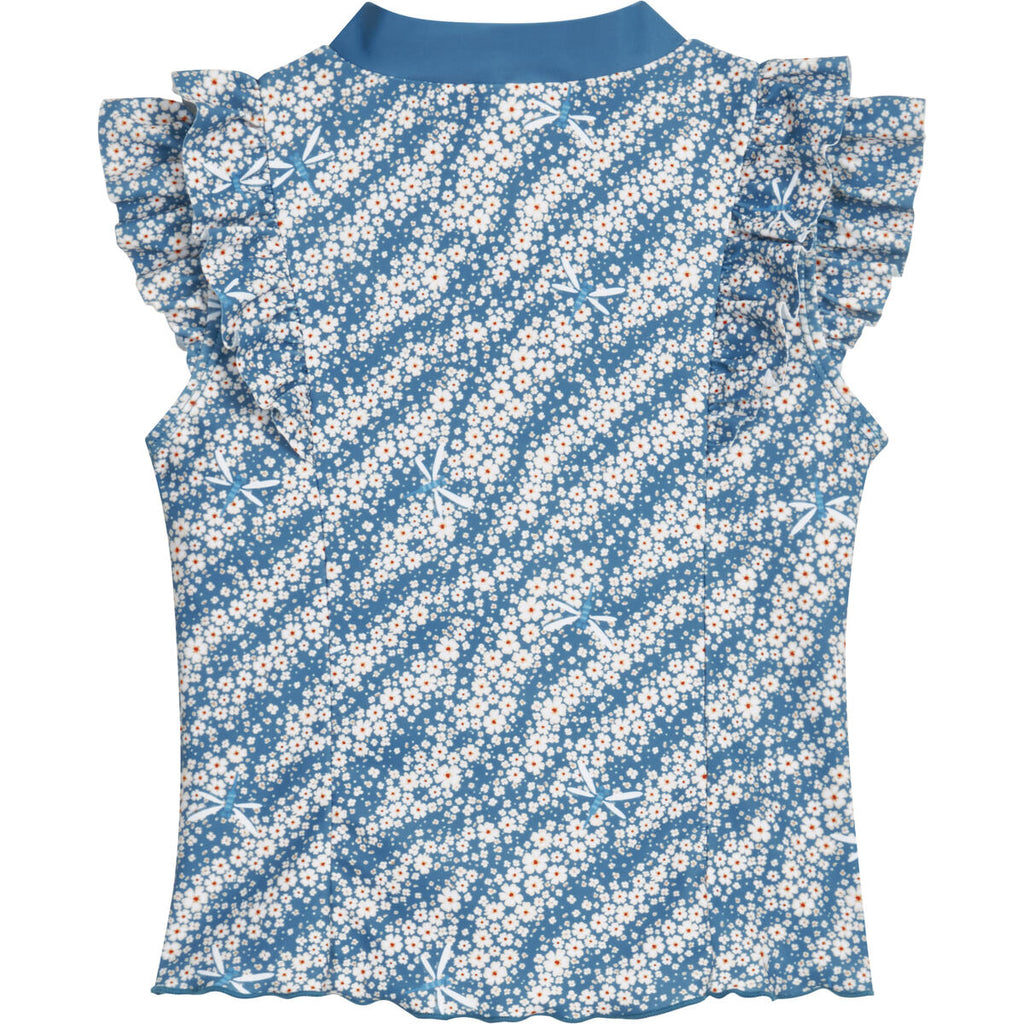 Playshoes Dětské UV tričko Flowers petrol - krátký rukáv