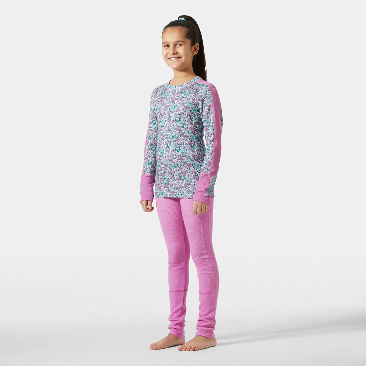 Helly Hansen Juniorské termoprádlo JR Graphic Lifa Merino set - meta pink aop