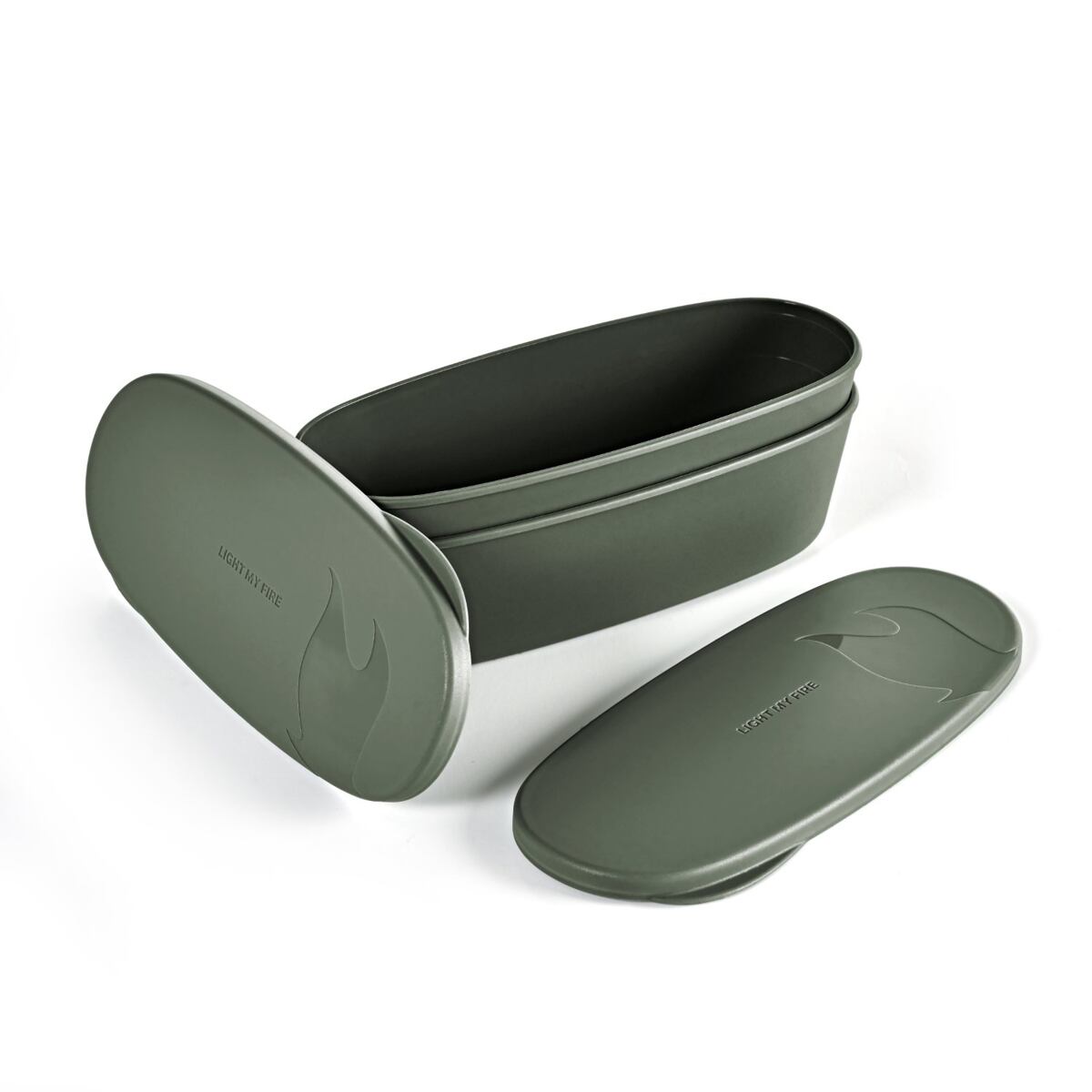 Light my fire Sada dvou krabiček s víčkem SnapBox oval 2-pack sagegreen