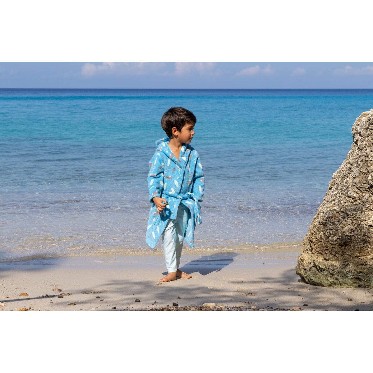 Playshoes Dětský fleecový župan Surfbus - turquoise