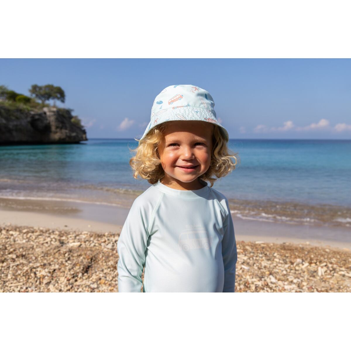 Playshoes Dětský UV klobouk Surfbus oboustranný - mint green